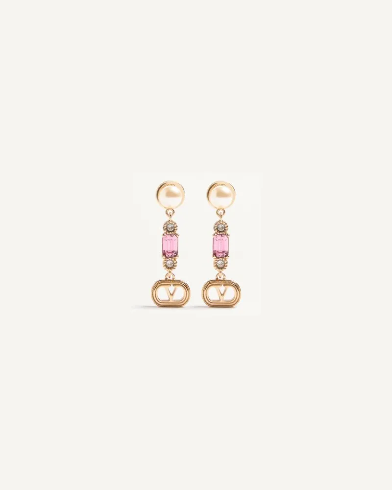 Valentino Garavani Ovalette-Ohrringe Aus Metall, Perlen Und Swarovski-Kristallen Frau GOLD Gold