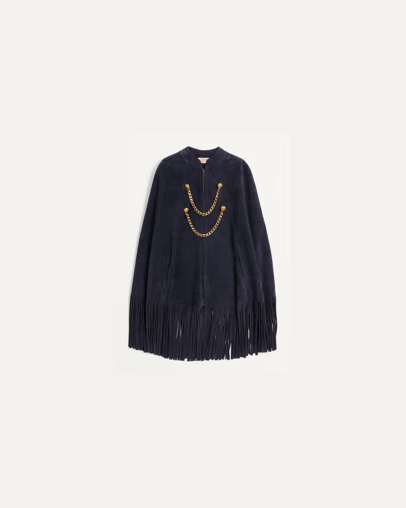 Valentino Garavani Cape Aus Wildleder Mit Fransen Mann MARINEBLAU Marineblau