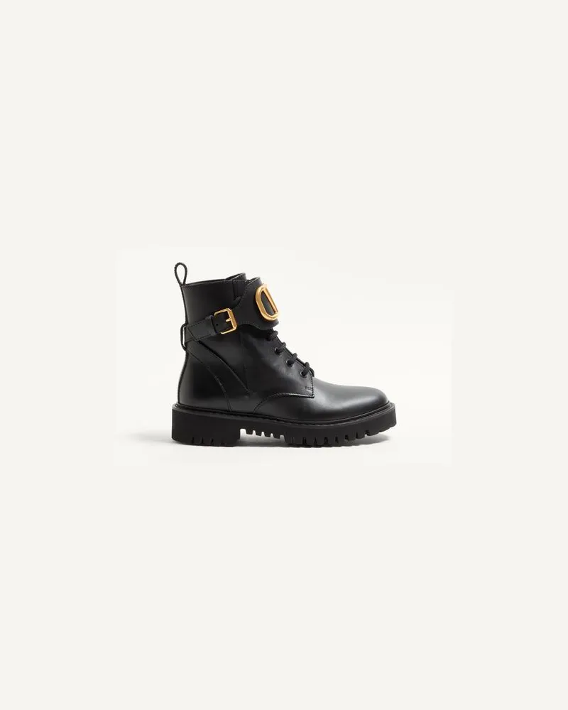 Valentino Garavani Combat Boots Vlogo Signature Aus Kalbsleder Mit 35 Mm-Absatz Frau SCHWARZ Schwarz