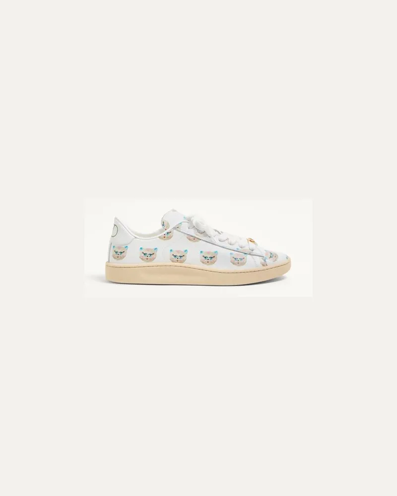 Valentino Garavani Royco Sneaker Aus Nappa-Kalbsleder Mit Le Chat De La Maison-Motiv Frau WEIß Weiß