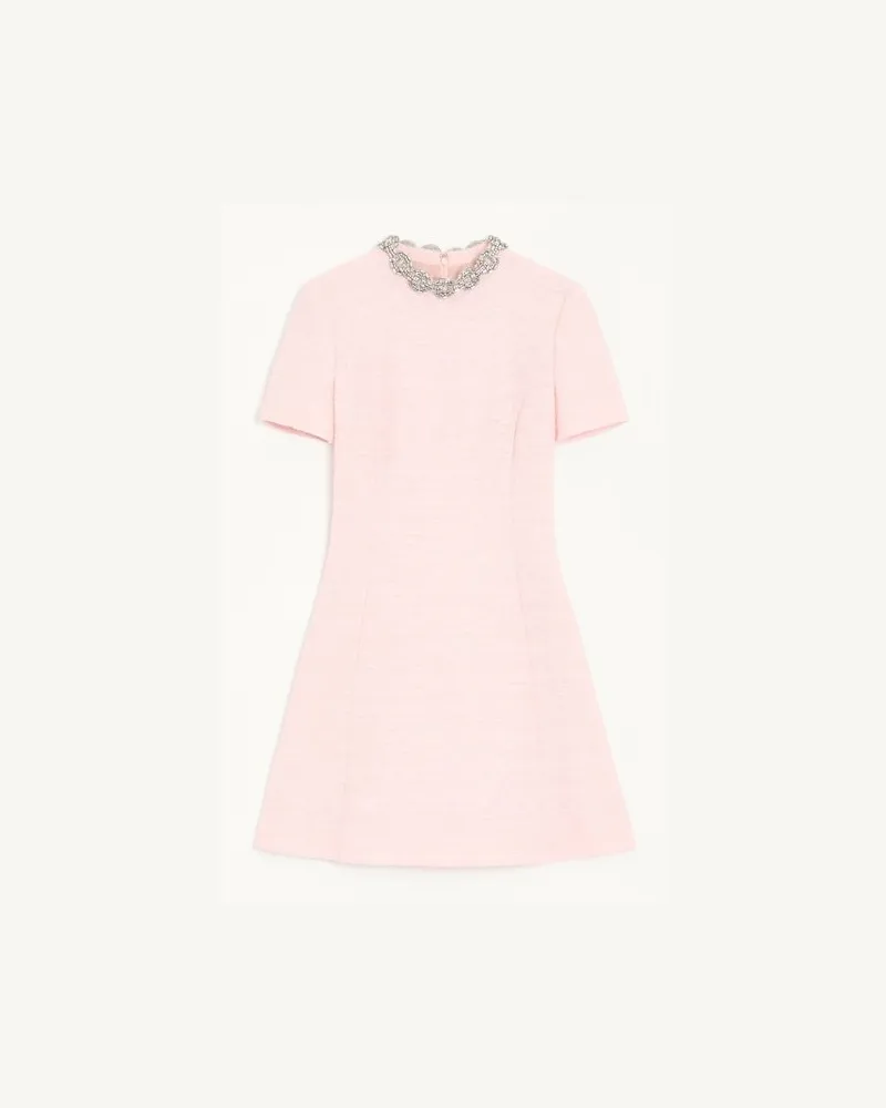Valentino Garavani Kurzes Kleid aus besticktem Crinkle Cotton Tweed Frau ROSA/SILBER Rosa
