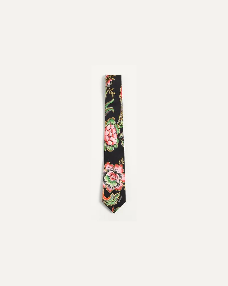 Valentino Garavani Seidenkrawatte mit Papier Floral Muster Mann SCHWARZ/MEHRFARBIG Schwarz