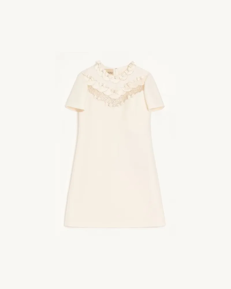 Valentino Garavani Besticktes Kurzes Crepe Couture Kleid Frau ELFENBEIN Elfenbein