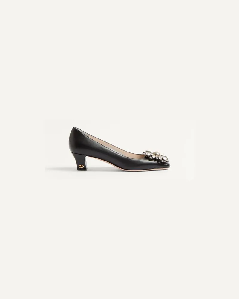 Valentino Garavani Preshoes Pumps Aus Ziegenleder Mit Kristallen 45 Mm Frau SCHWARZ/SILBER Schwarz