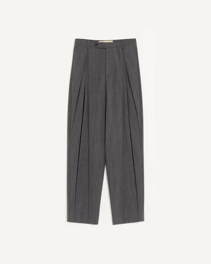 Valentino Garavani Valentino Wollhose mit Nadelstreifen und Falten Mann GRAU/MEHRFARBIG Grau