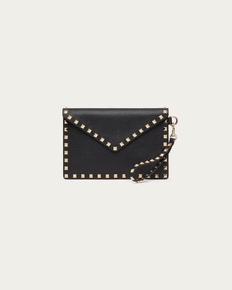 Valentino Garavani Pochette Rockstud Aus Gekörntem Kalbsleder Frau SCHWARZ Schwarz
