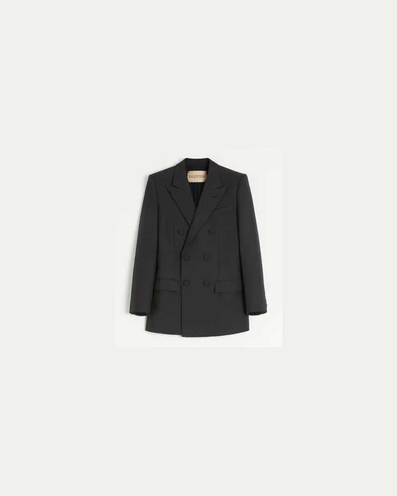 Valentino Garavani Valentino zweireihiges Jackett aus Wollgabardine Mann SCHWARZ Schwarz