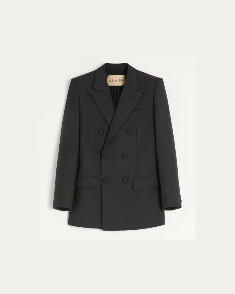 Valentino Garavani Valentino Zweireihiges Jackett Aus Wollgabardine Mann SCHWARZ Schwarz