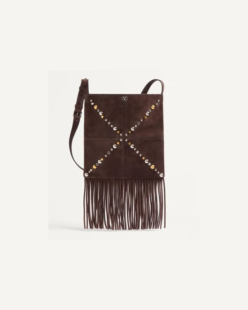Valentino Garavani Valentino Garavani Nellcôte Schultertasche Aus Wildleder Mit Fransen Frau BRAUN Braun