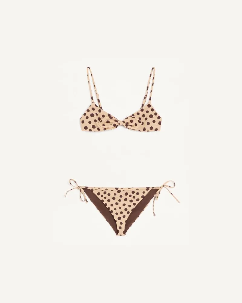 Valentino Garavani Gepunkteter Plus De Pois Dalmata Lycra-Badeanzug Frau BEIGE/SCHOKOLADE Beige