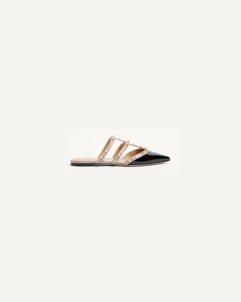 Valentino Garavani Mules Rockstud Aus Lackleder Frau SCHWARZ/POUDRE Schwarz