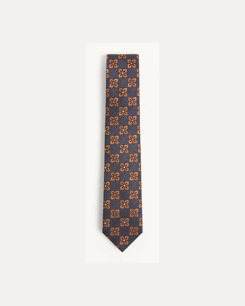 Valentino Garavani Valentie Krawatte Aus Seide Und Jacquard Mit Muster Mann BLAU/HELLBRAUN Blau