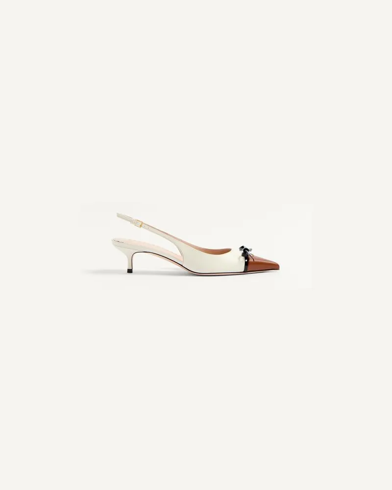 Valentino Garavani Bepointy Slingback-Pumps Aus Ziegenleder, 45 Mm Frau TABAK/ELFENBEIN/SCHWARZ Tabak