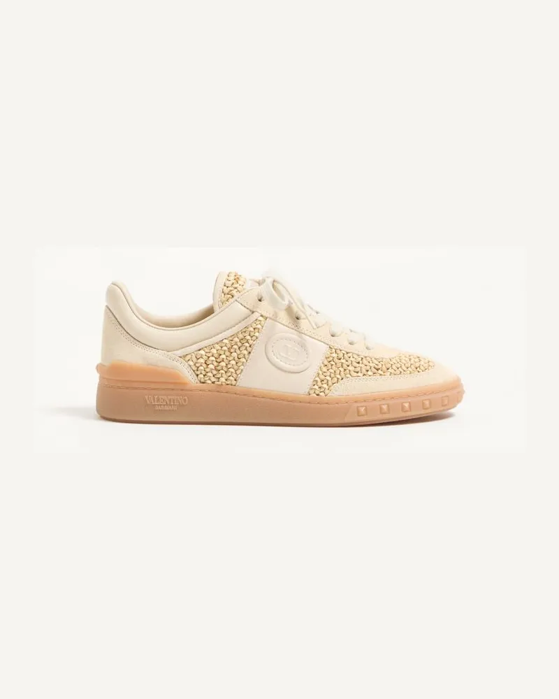 Valentino Garavani Upvillage Sneaker Aus Gewebtem Raffia-Stoff Frau BEIGE/BUTTER Beige
