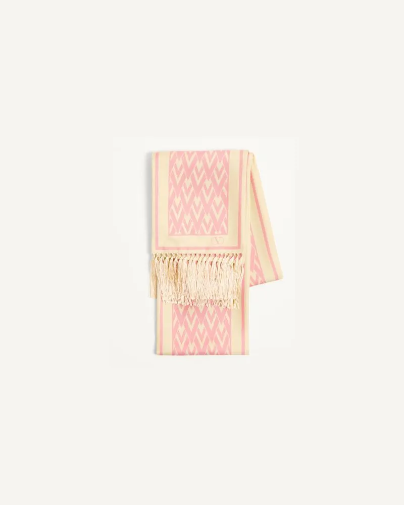 Valentino Garavani Toute La V Bandeau-Schal Aus Seide Frau CREME/ROSA Creme