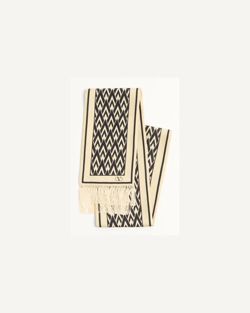 Valentino Garavani Toute La V Bandeau-Schal Aus Seide Frau CREME/SCHWARZ Creme
