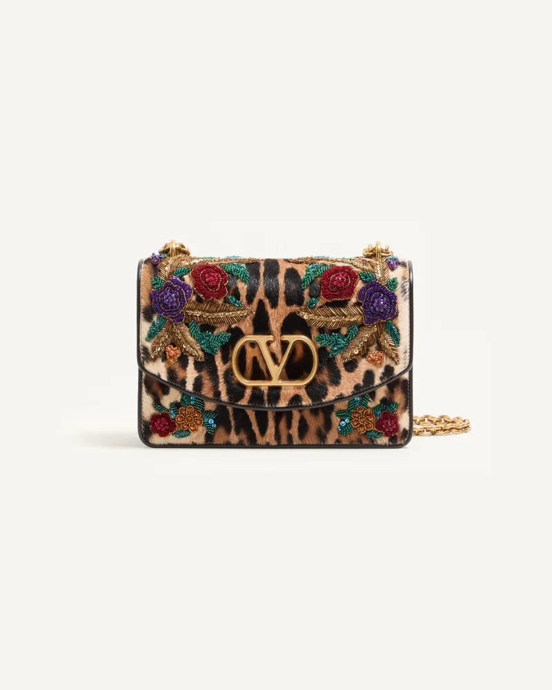 Valentino Garavani Valentino Garavani Vain Schultertasche Aus Besticktem Ziegenleder Mit Pony-Effekt Frau MULTICOLOR Multicolor