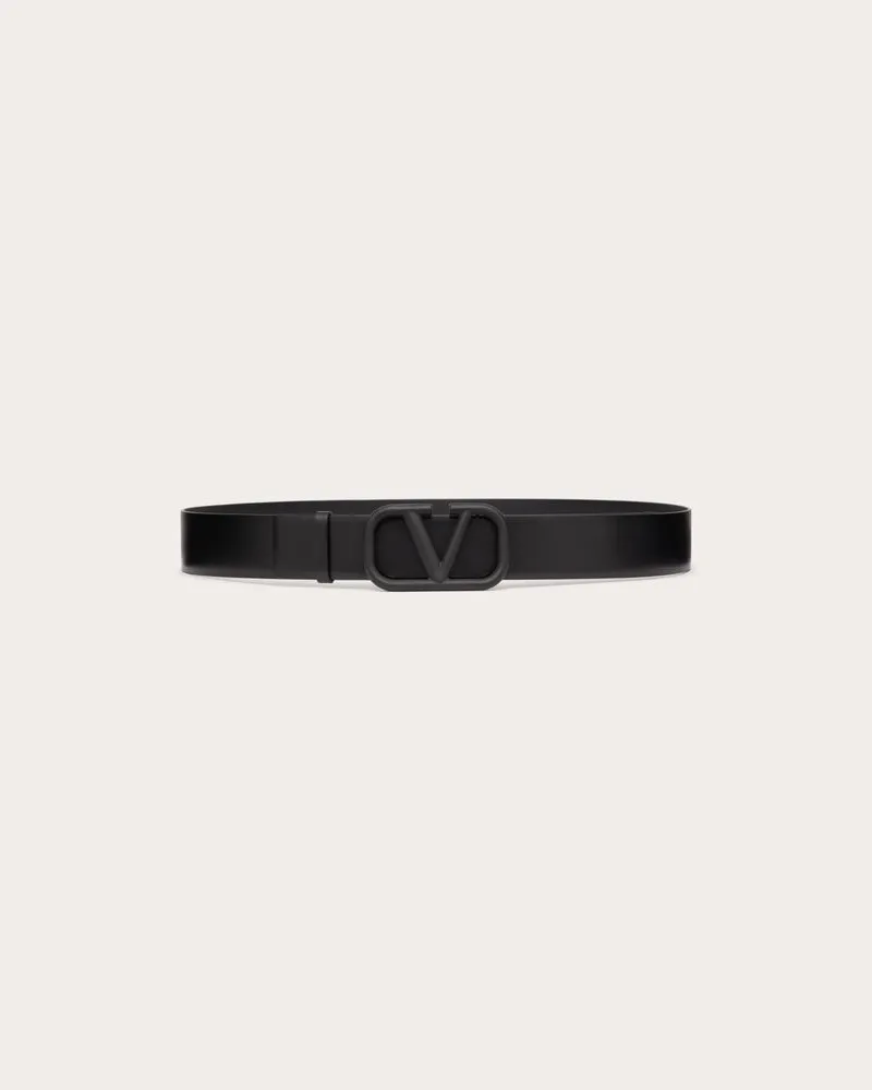 Valentino Garavani Gürtel Vlogo Signature Aus Kalbsleder Mann SCHWARZ Schwarz