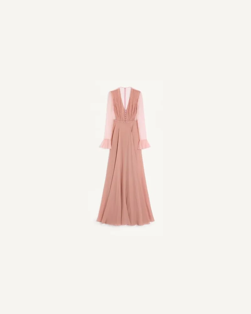 Valentino Garavani Langes Kleid Aus Leichtem Georgette Frau HELLROSA Hellrosa