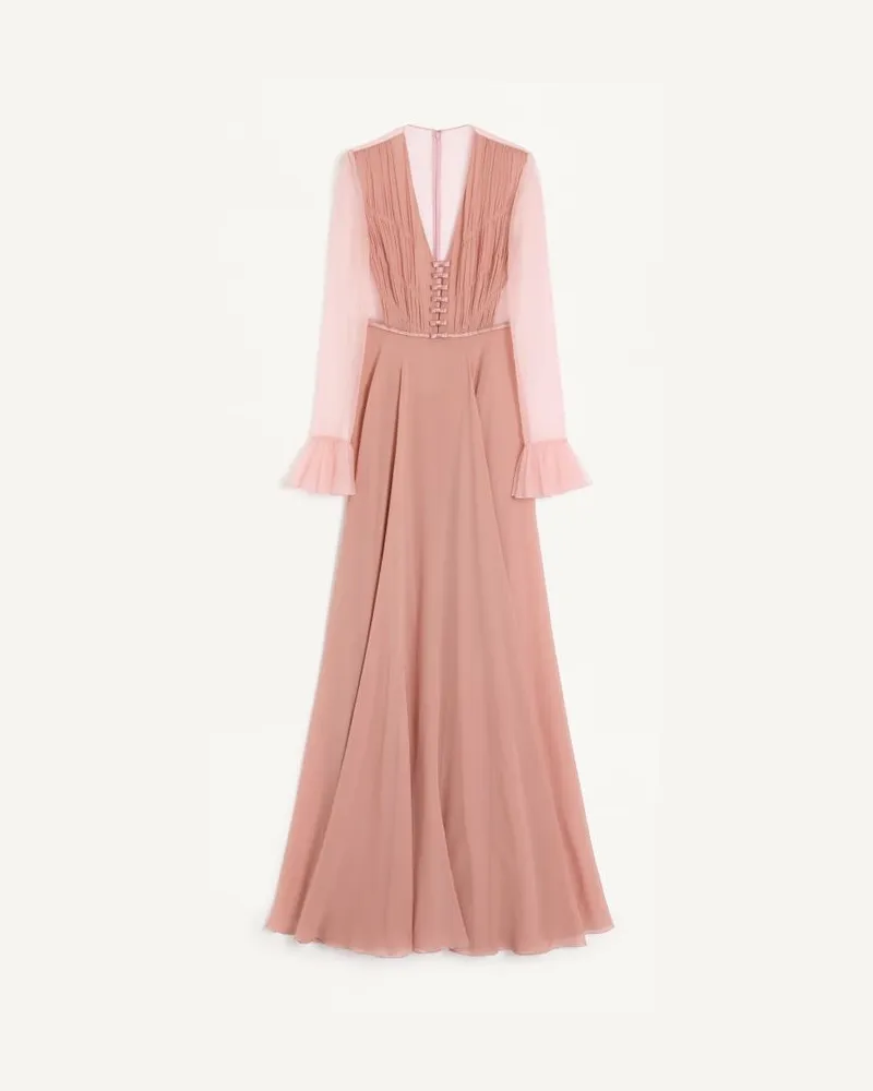 Valentino Garavani Langes Kleid Aus Leichtem Georgette Frau HELLROSA Hellrosa