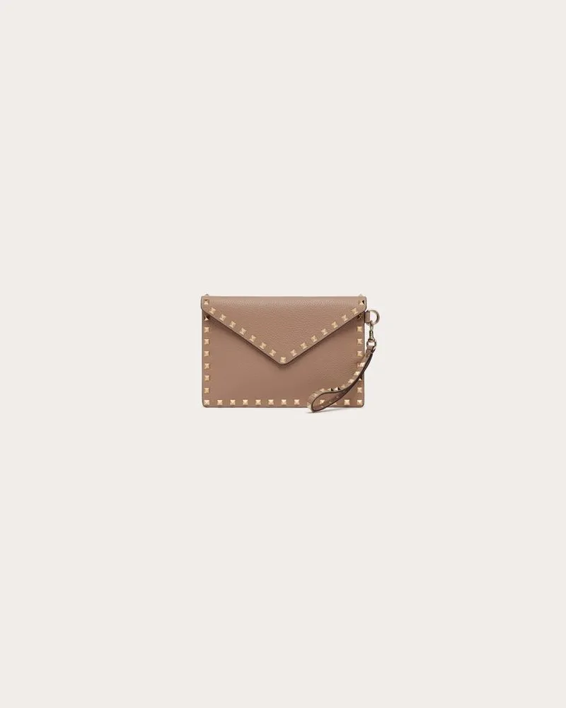 Valentino Garavani Pochette Rockstud Aus Gekörntem Kalbsleder Frau POUDRE Poudre