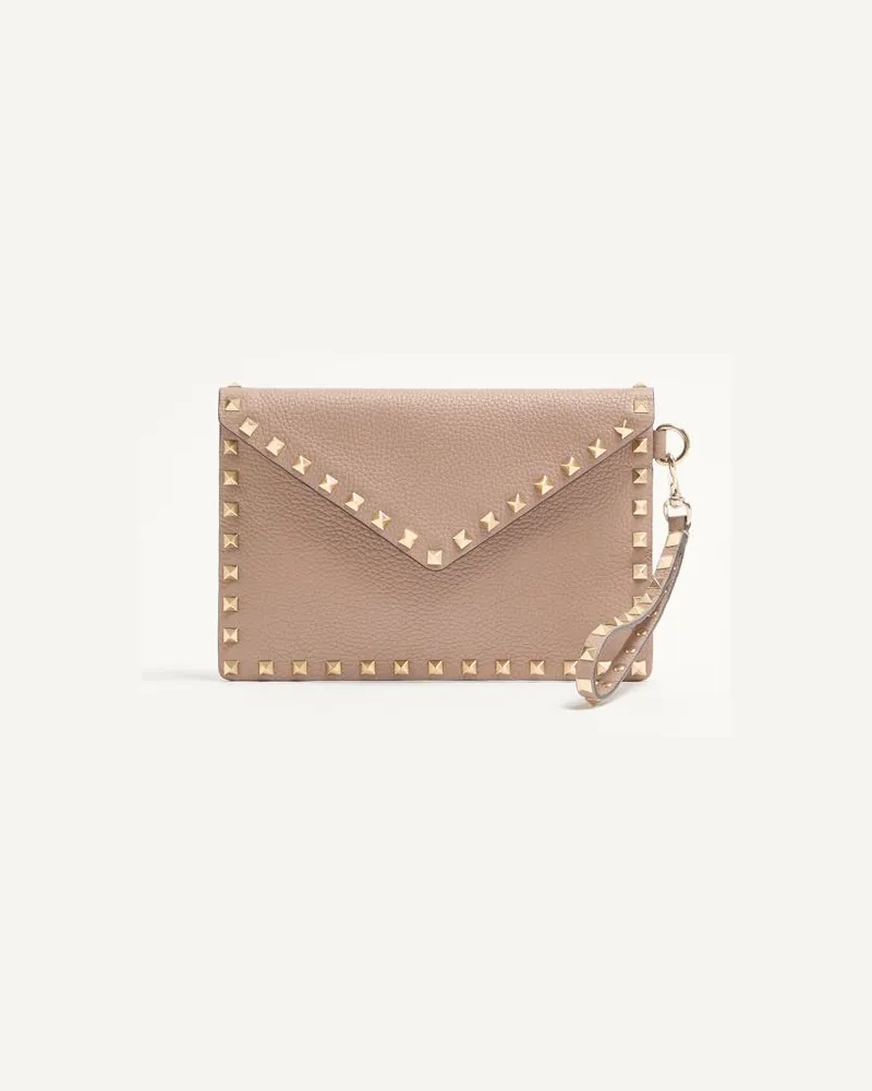 Valentino Garavani Pochette Rockstud Aus Gekörntem Kalbsleder Frau POUDRE Poudre