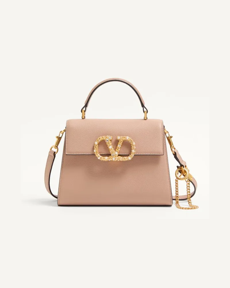 Valentino Garavani Valentino Garavani Vsling Kleine Handtasche Aus Genarbtem Kalbsleder Mit Schmucklogo Frau ROSE CANNELLE Rose
