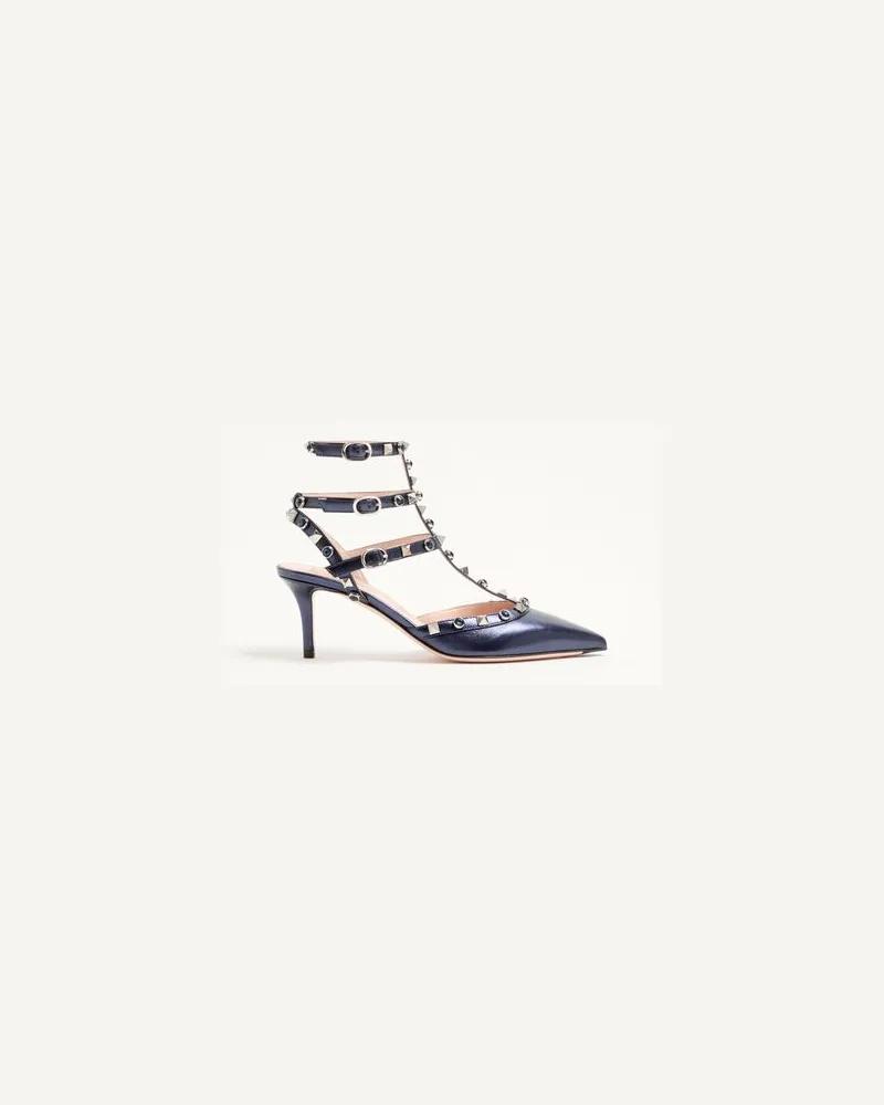 Valentino Garavani Rockstud-Pumps aus laminiertem Nappaleder mit 65-mm-Cabochon Frau MARINEBLAU Marineblau
