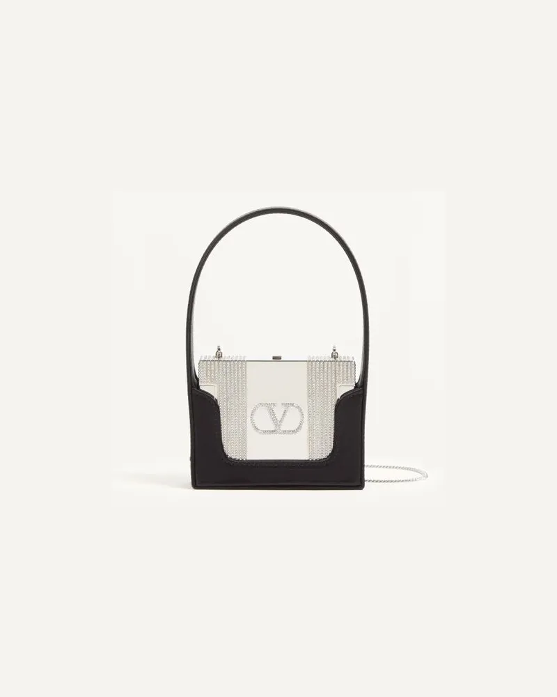 Valentino Garavani Valentino Garavani Minaumorphe Minaudière aus Metall mit Swarovski-Kristallen und Satinetui Frau PALLADIUM/SCHWARZ Palladium