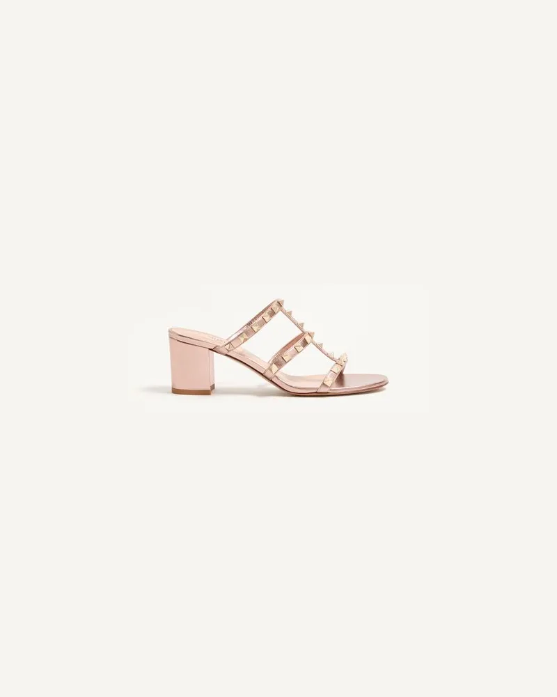 Valentino Garavani Rockstud Slide-Sandalen Aus Beschichtetem Nappa, 60 Mm Frau ROSE CANNELLE Rose