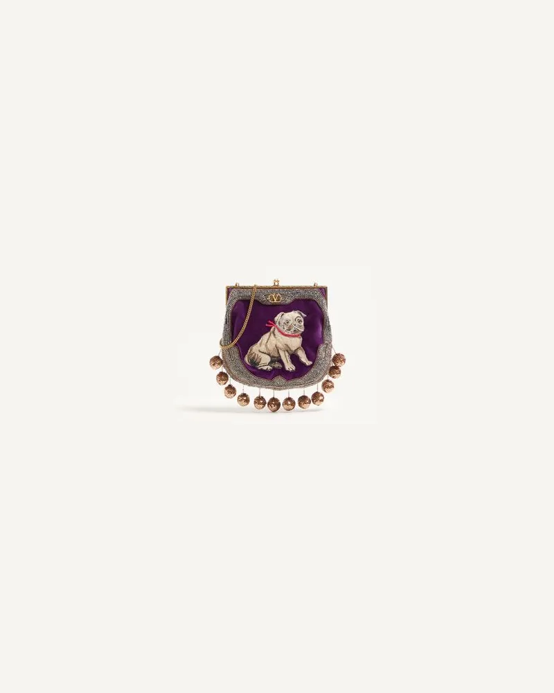 Valentino Garavani Valentino Garavani Nellcote Fairytales Samt-Clutch Mit Le Chien De La Maison-Stickerei Frau LILA/MEHRFARBIG Lila