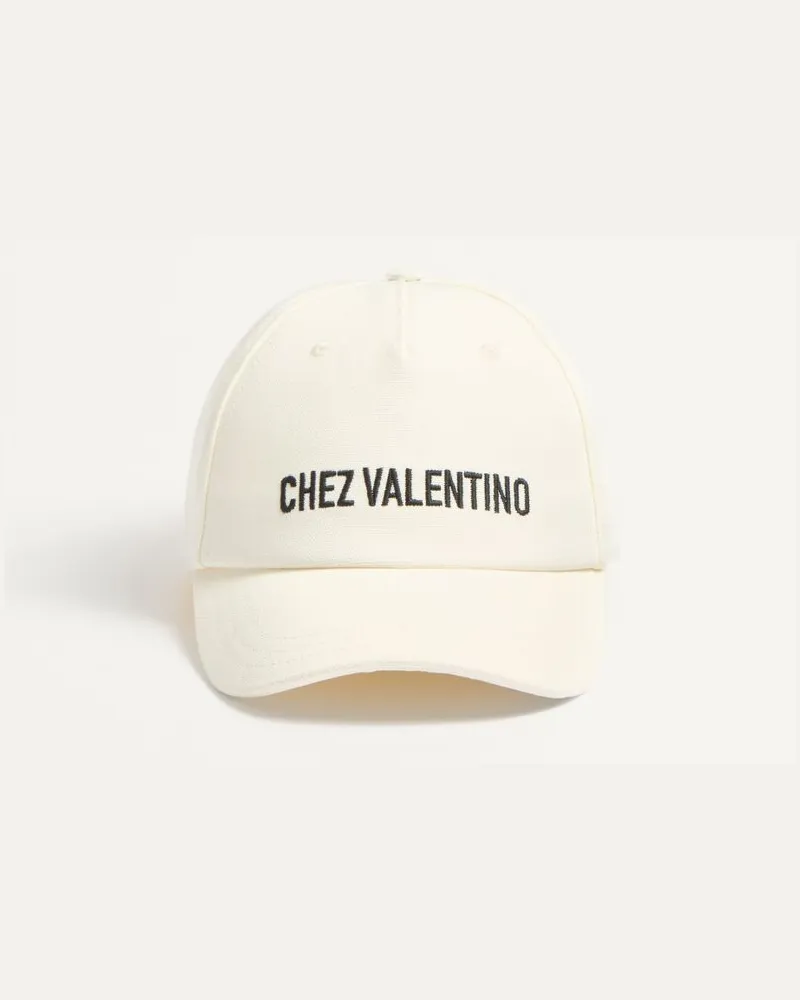 Valentino Garavani Chez Valentino Basecap Aus Baumwolle Mit Stickerei Mann ELFENBEIN Elfenbein