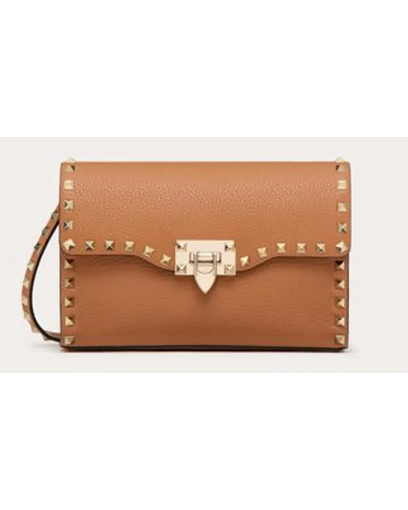 Valentino Garavani Kleine Crossbody Bag Rockstud Aus Gekörntem Kalbsleder Frau MANDEL Mandel