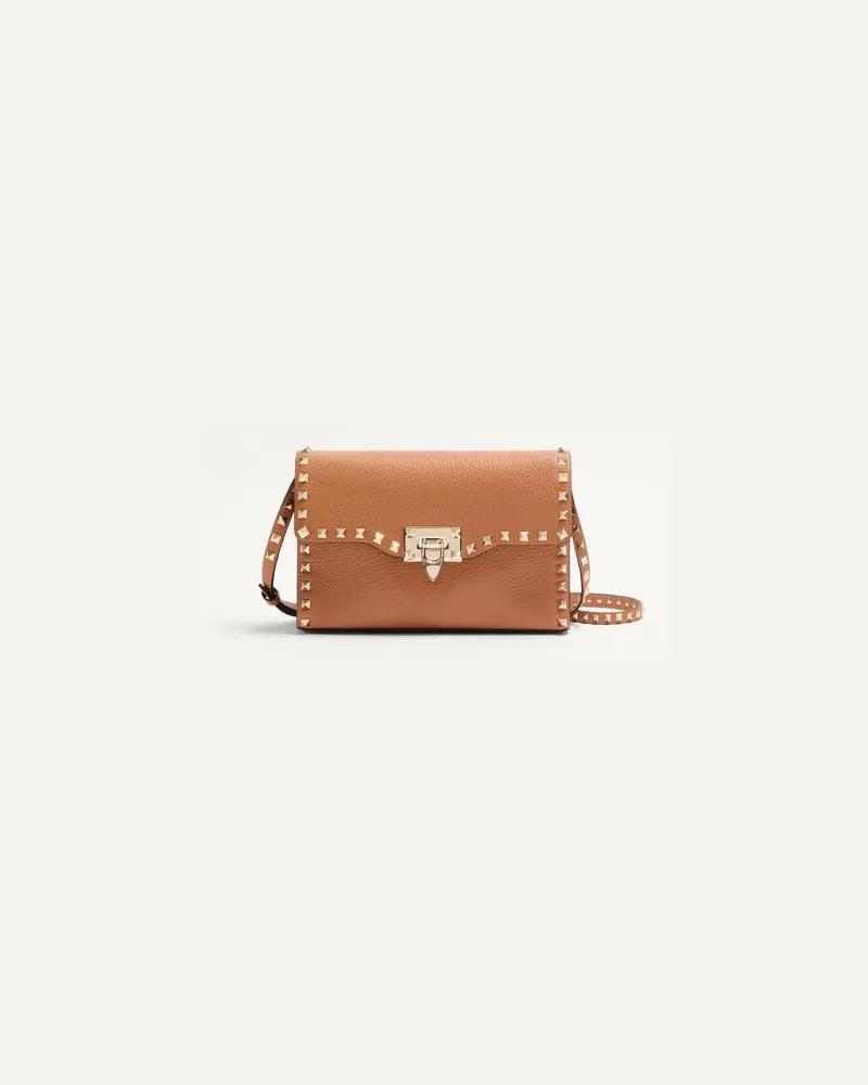 Valentino Garavani Kleine Crossbody Bag Rockstud Aus Gekörntem Kalbsleder Frau MANDEL Mandel
