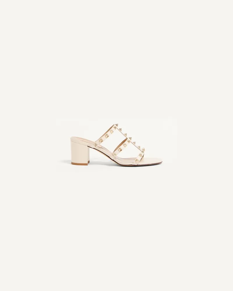 Valentino Garavani Slider-Sandalen Rockstud Aus Kalbsleder 60 Mm Frau LIGHT IVORY Light