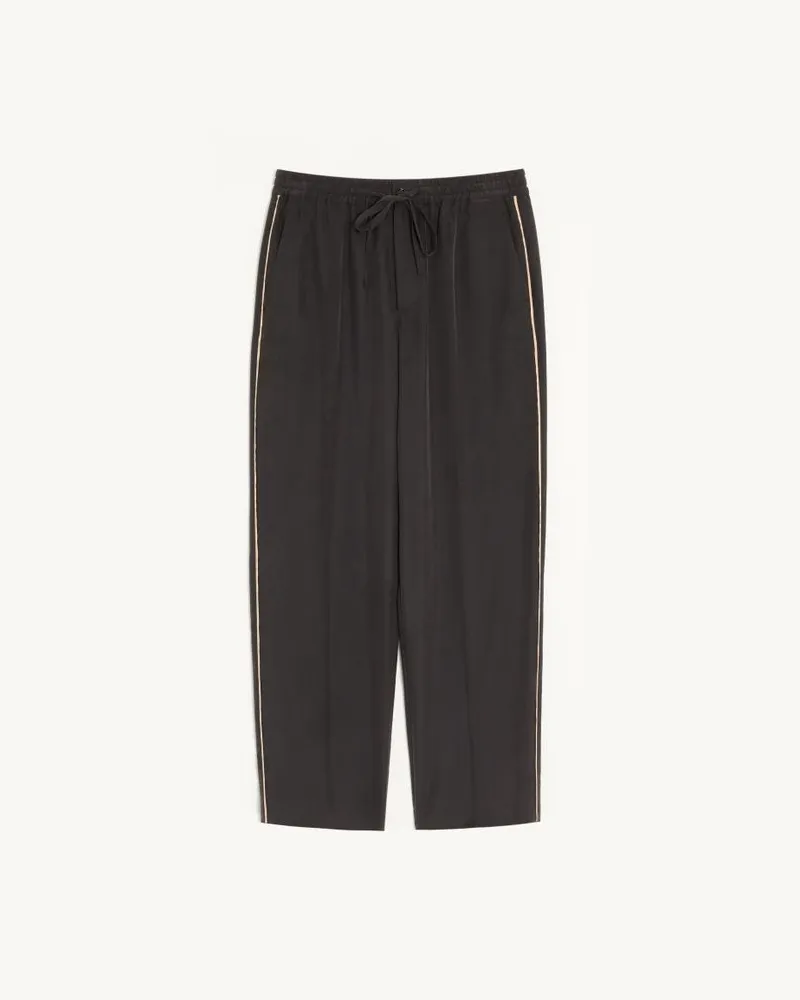 Valentino Garavani Valentino-Seidenhose mit kontrastierender Seitenpaspelierung Mann SCHWARZ Schwarz