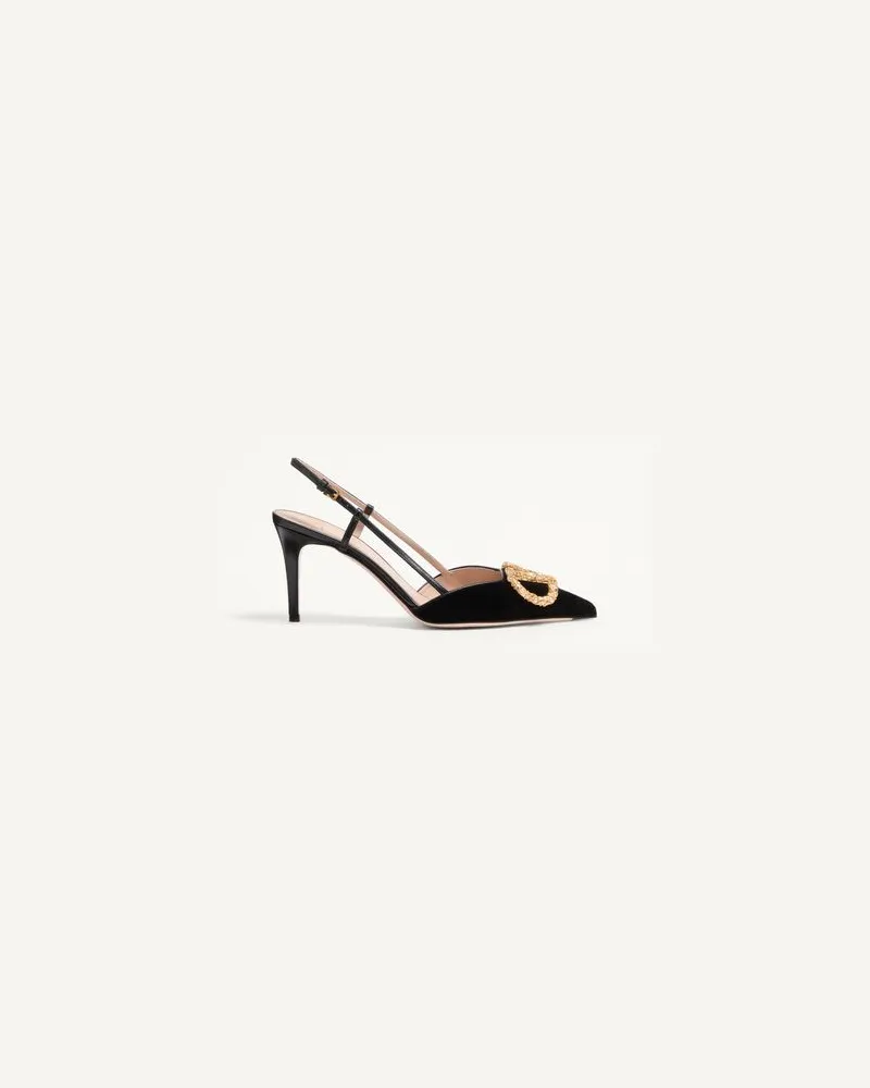 Valentino Garavani Vlogo Signature Slingback-Pumps Aus Samt Mit Schmuck-Logo, 80 Mm Frau SCHWARZ Schwarz