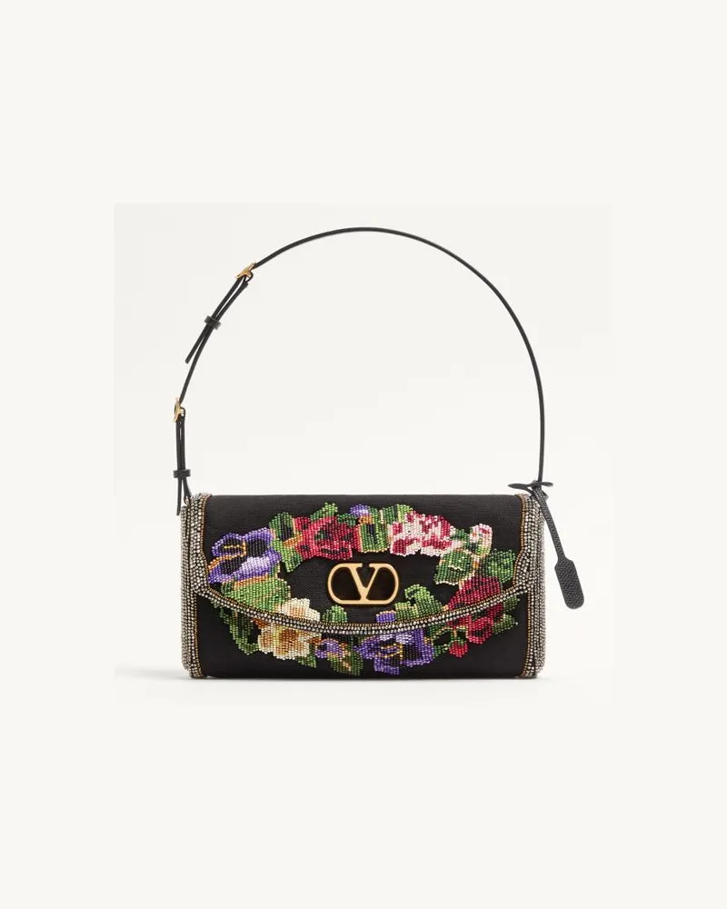 Valentino Garavani Valentino Garavani Devain Kleine Bestickte Schultertasche Frau SCHWARZ/MEHRFARBIG Schwarz