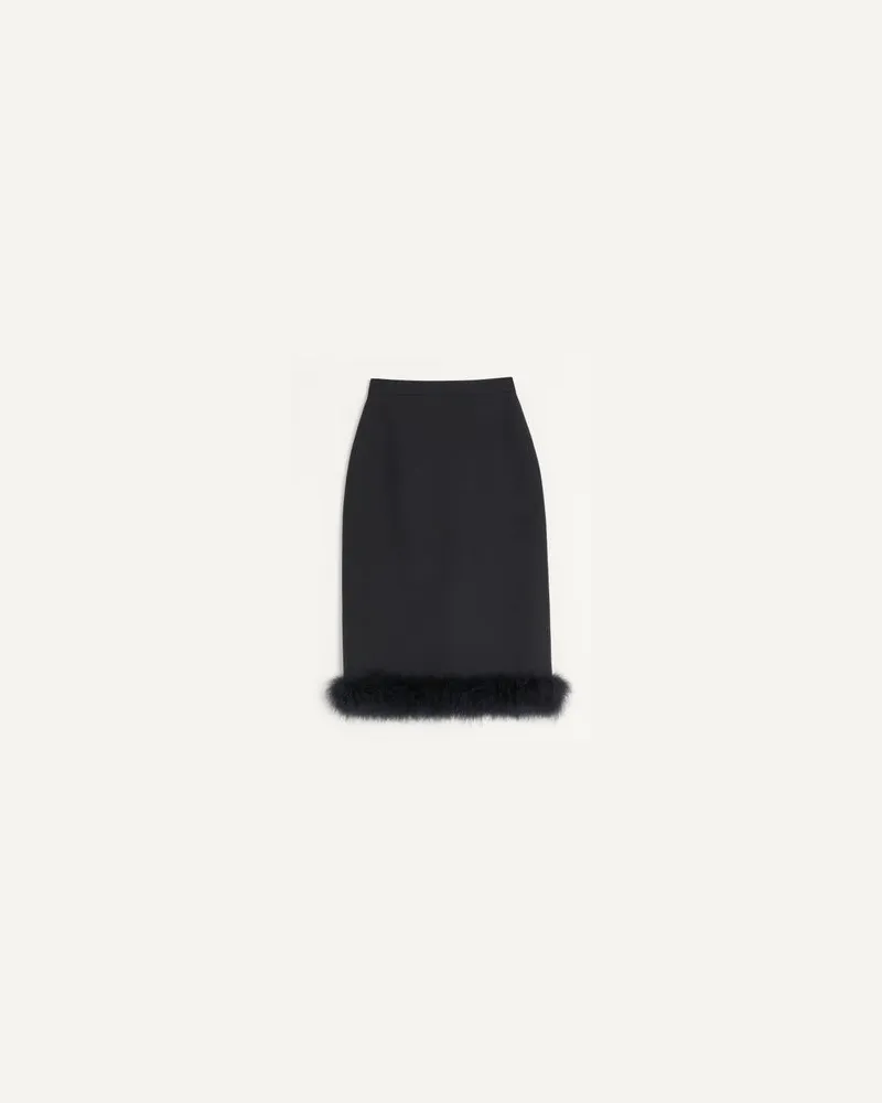 Valentino Garavani Crepe Couture Rock mit Federn Frau SCHWARZ Schwarz