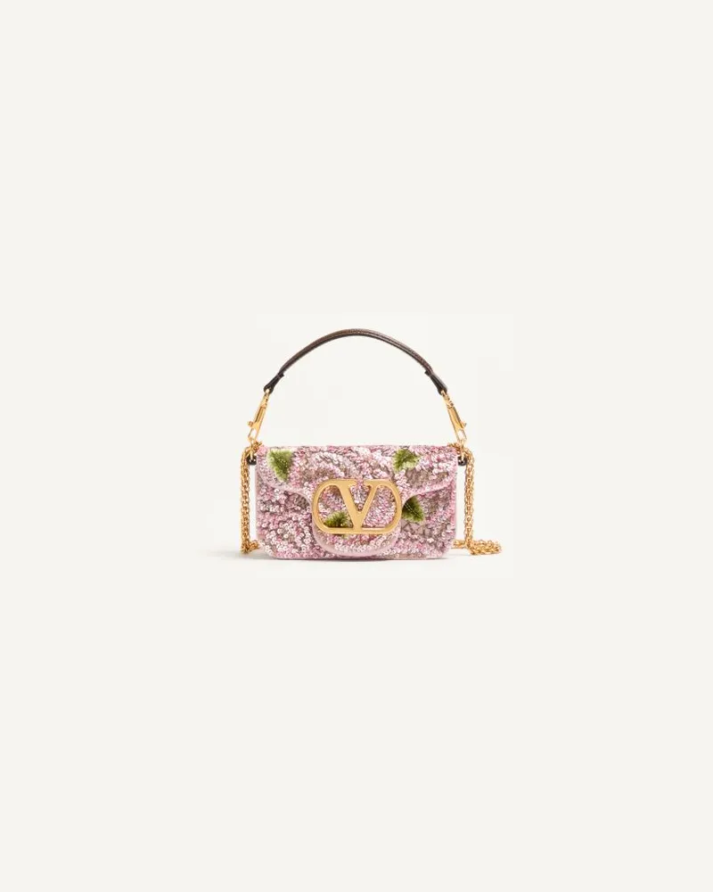 Valentino Garavani KLEINE GARAVANI LOCÒ BESTICKTE SCHULTERTASCHE Frau ROSA/MEHRFARBIG Rosa