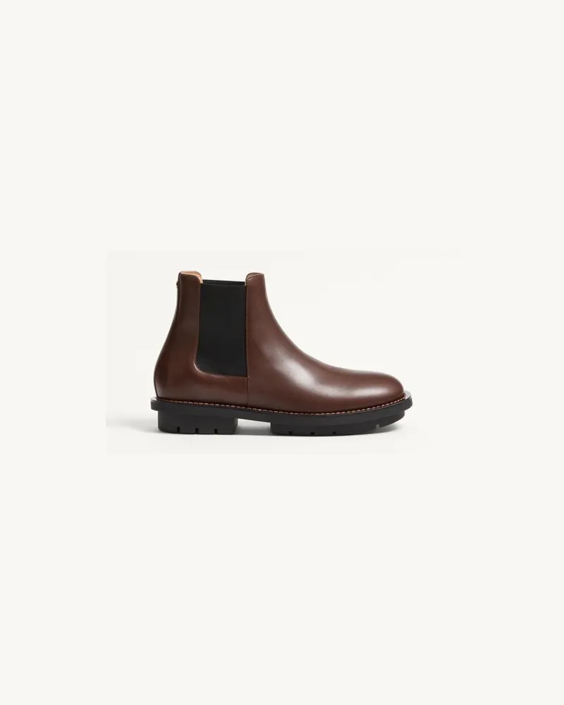 Valentino Garavani Urbie Stiefelette Aus Kalbsleder Mann BARK BROWN Bark