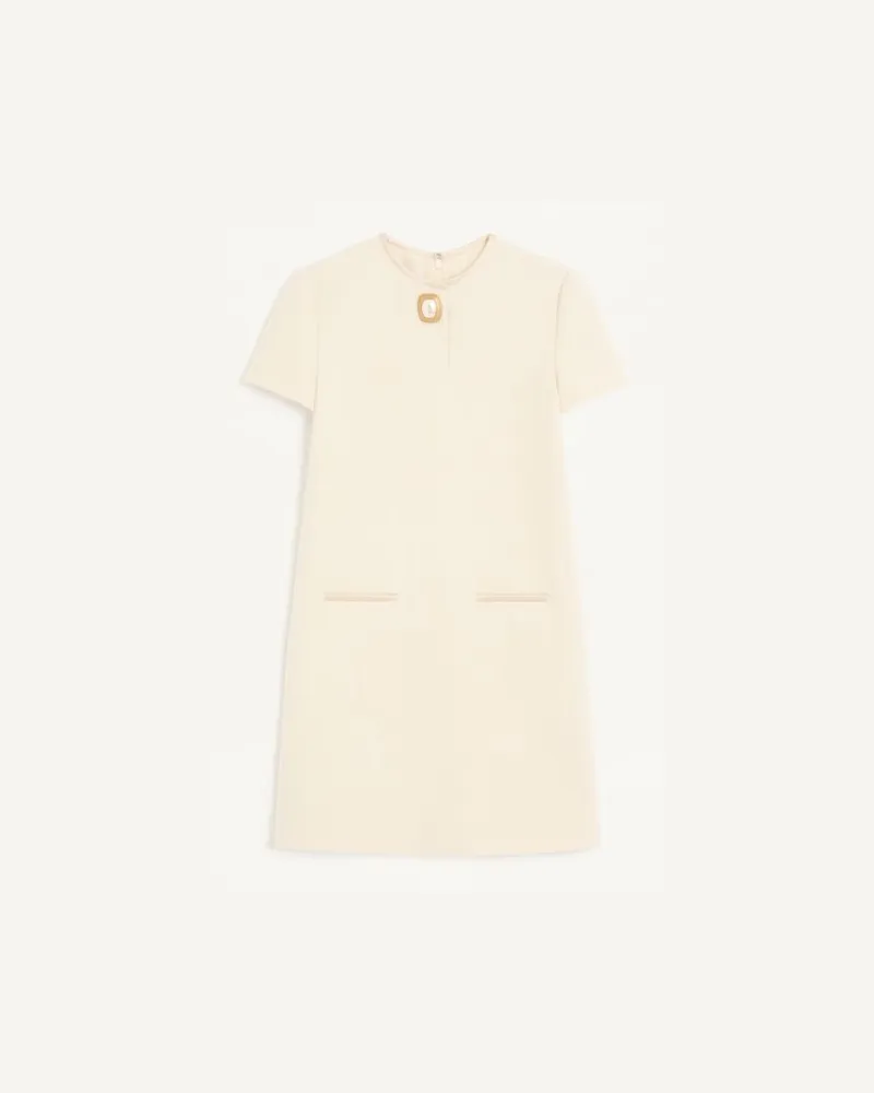 Valentino Garavani Kurzes Valentino Kleid aus Little Square Tweed Frau VANILLE Vanille