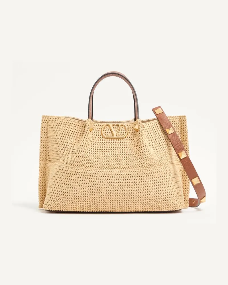 Valentino Garavani Mittelgrosser Shopper Summer Tote Aus Stroh Frau NATUR Natur