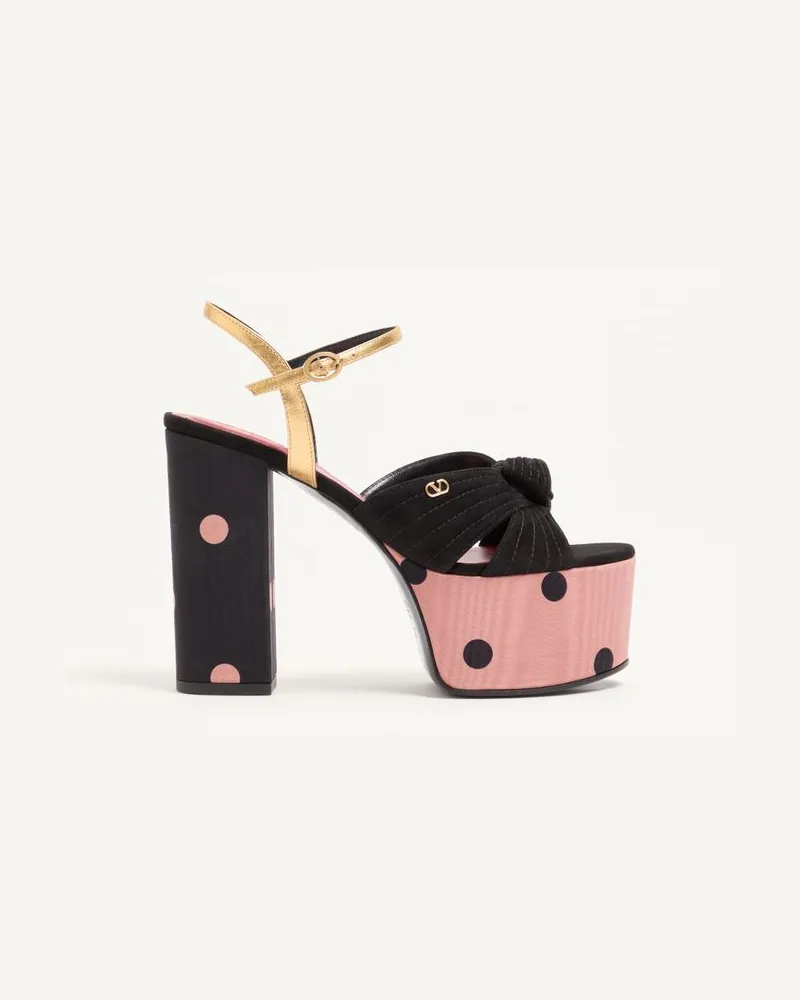 Valentino Garavani Crasher Plateausandalen aus Moiré-Stoff mit Plus de Pois-Print, 125 mm Frau SCHWARZ/ROSA Schwarz