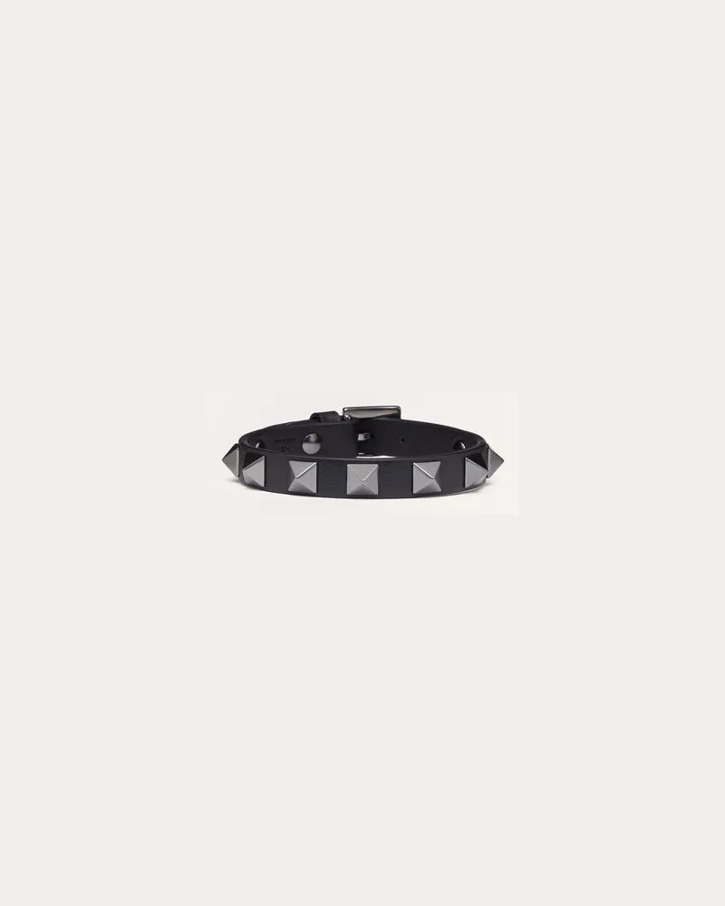 Valentino Garavani Lederarmband Rockstud Mit Palladium-Nieten Mann SCHWARZ Schwarz