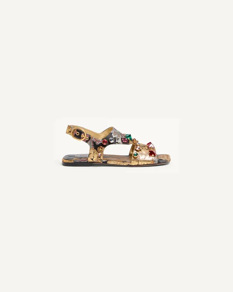 Valentino Garavani Preshoes Sandalen Aus Apres L'Hiver Jacquard-Stoff Mit Kristallen, 5 Mm Frau MULTICOLOR Multicolor
