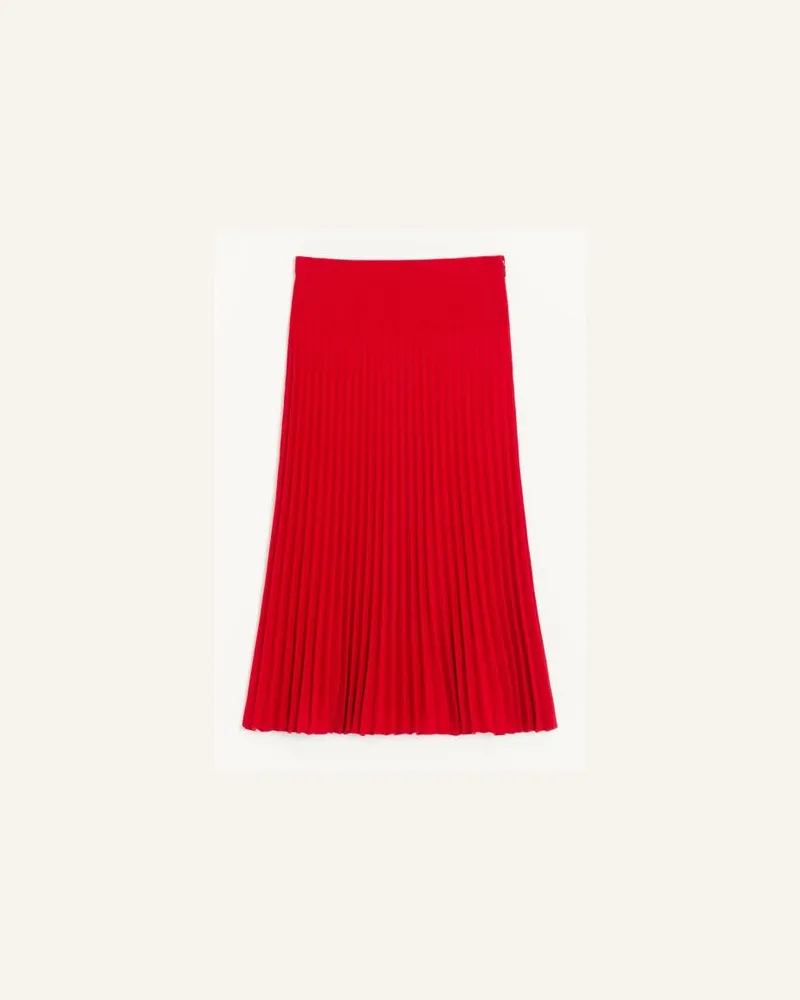 Valentino Garavani Plissierter Valentino Midirock aus Woll-Crepe Frau KARMINROT Karminrot