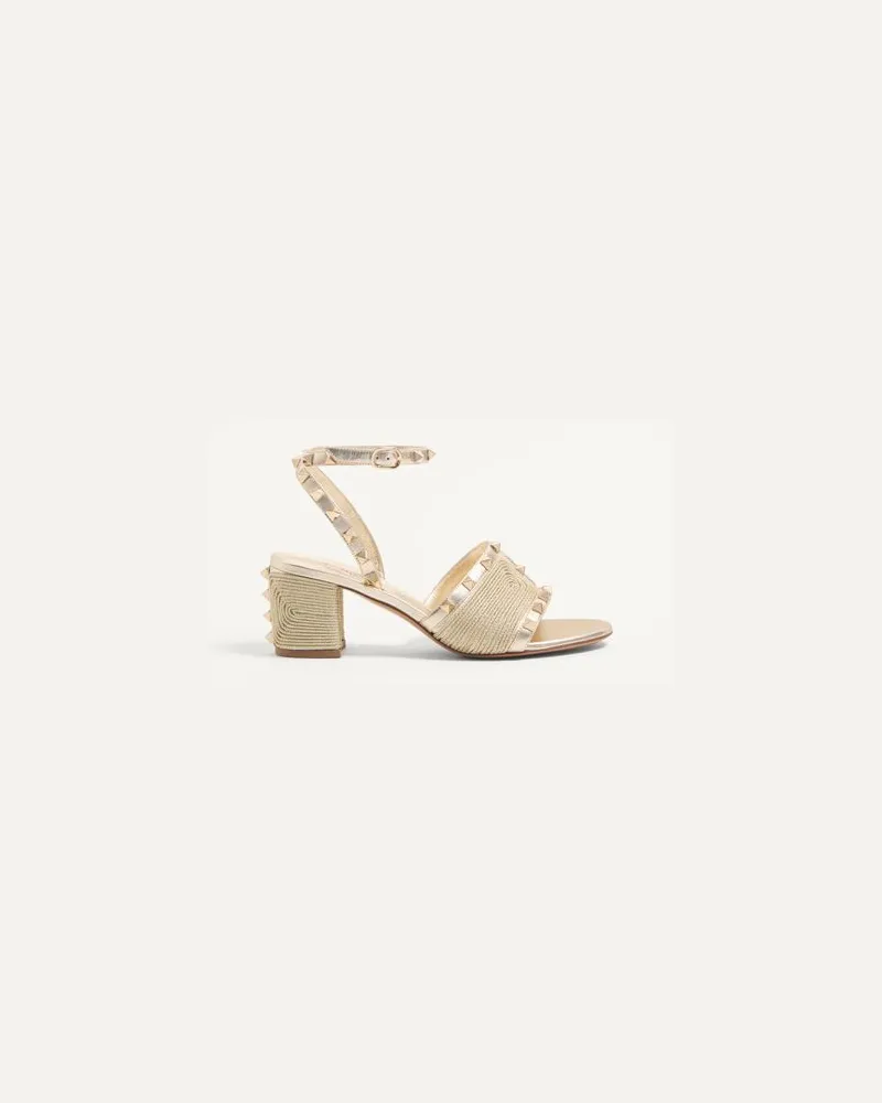 Valentino Garavani Rockstud Sandalen Aus Laminiertem Nappaleder Mit Cornely-Stickerei 60 Mm Frau PLATIN Platin