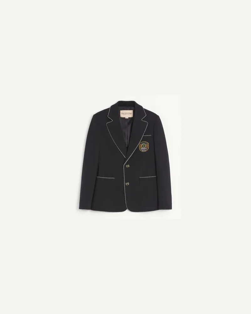 Valentino Garavani Einreihiges Valentino Wolljackett mit Valentino-Patch Mann SCHWARZ Schwarz