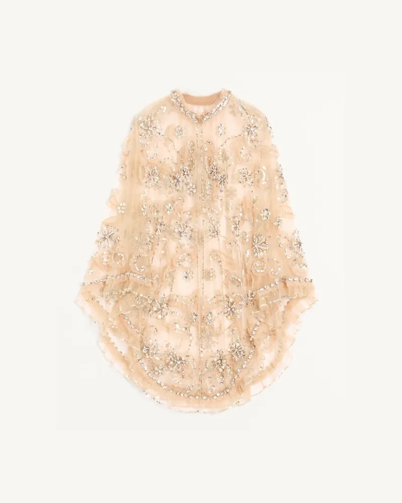 Valentino Garavani Besticktes Cape Aus Tulle Illusione Frau MULTICOLOR Multicolor